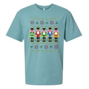 Golden Nutcracker Funny Jolly & Merry Ugly Christmas Sueded Cloud Jersey T-Shirt