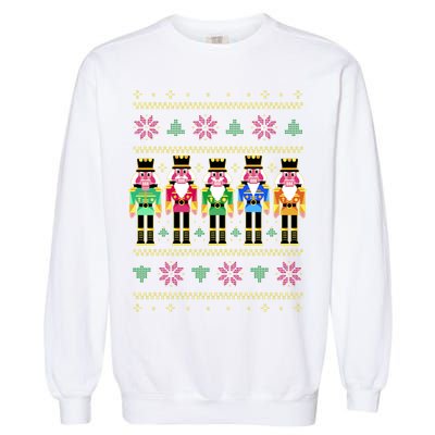 Golden Nutcracker Funny Jolly & Merry Ugly Christmas Garment-Dyed Sweatshirt