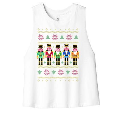 Golden Nutcracker Funny Jolly & Merry Ugly Christmas Women's Racerback Cropped Tank