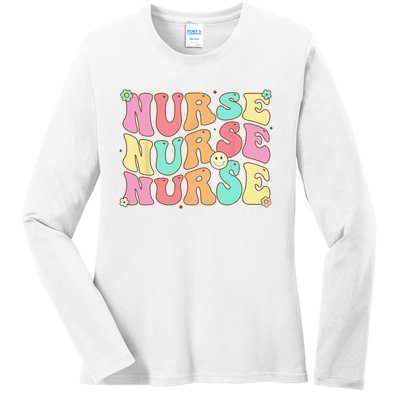 Groovy Nurse  Future Nurse Appreciation Nursing Ladies Long Sleeve Shirt