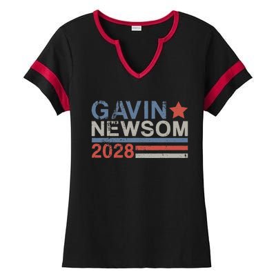 Gavin Newsom For President 2028 Vintage Gavin Newsom 2028 Ladies Halftime Notch Neck Tee