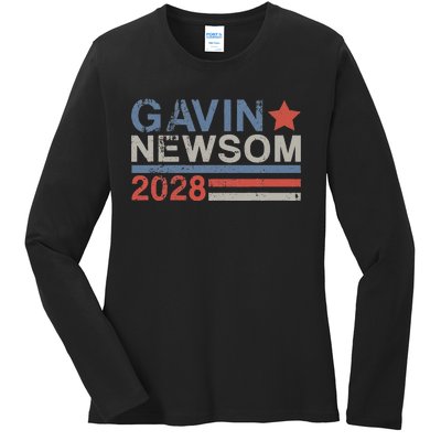 Gavin Newsom For President 2028 Vintage Gavin Newsom 2028 Ladies Long Sleeve Shirt