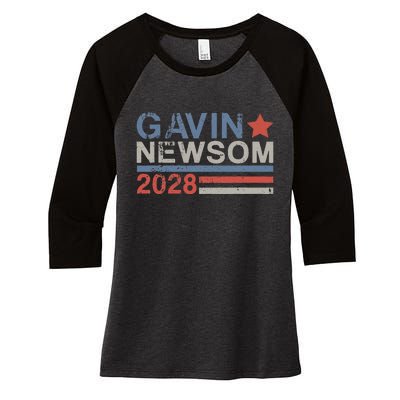 Gavin Newsom For President 2028 Vintage Gavin Newsom 2028 Women's Tri-Blend 3/4-Sleeve Raglan Shirt