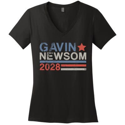 Gavin Newsom For President 2028 Vintage Gavin Newsom 2028 Women's V-Neck T-Shirt