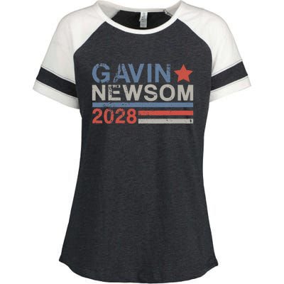 Gavin Newsom For President 2028 Vintage Gavin Newsom 2028 Enza Ladies Jersey Colorblock Tee