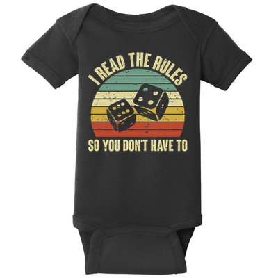 Game Night Funny Board Games I Read The Rules Baby Bodysuit