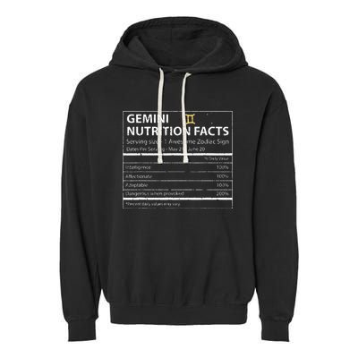 Gemini Nutrition Facts Zodiac Sign Garment-Dyed Fleece Hoodie