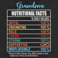 Grandma Nutritional Facts Grandparents Day Funny 7 Panel Mesh Trucker Snapback Hat