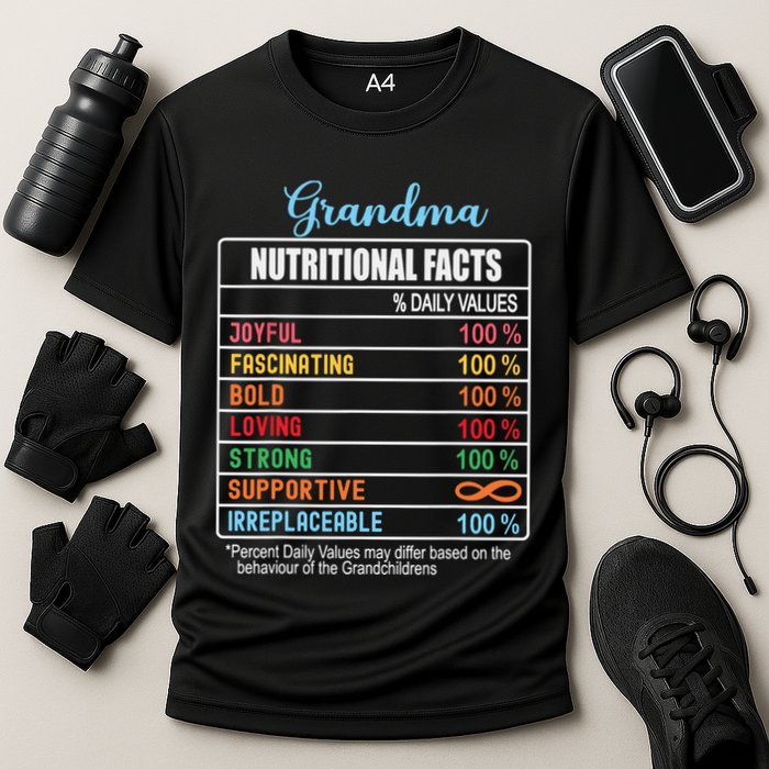 Grandma Nutritional Facts Grandparents Day Funny Cooling Performance Crew T-Shirt