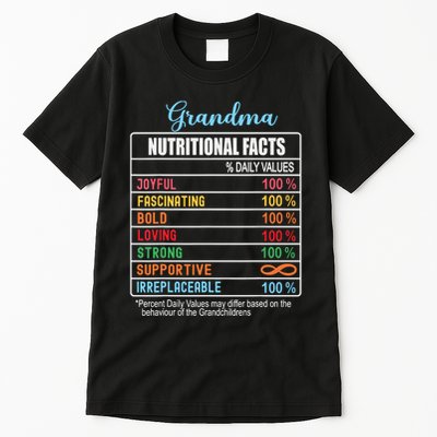 Grandma Nutritional Facts Grandparents Day Funny Tall T-Shirt