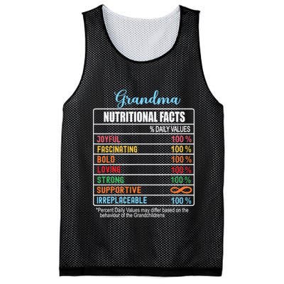Grandma Nutritional Facts Grandparents Day Funny Mesh Reversible Basketball Jersey Tank