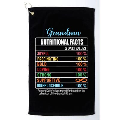 Grandma Nutritional Facts Grandparents Day Funny Golf Towel