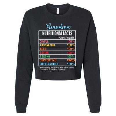 Grandma Nutritional Facts Grandparents Day Funny Cropped Pullover Crew