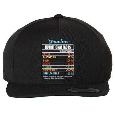 Grandma Nutritional Facts Grandparents Day Funny Wool Snapback Cap