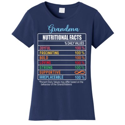 Grandma Nutritional Facts Grandparents Day Funny Women's T-Shirt