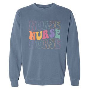 Groovy Nurse Gift School Nurse Rn Icu Er Pediatric Gift Garment-Dyed Sweatshirt