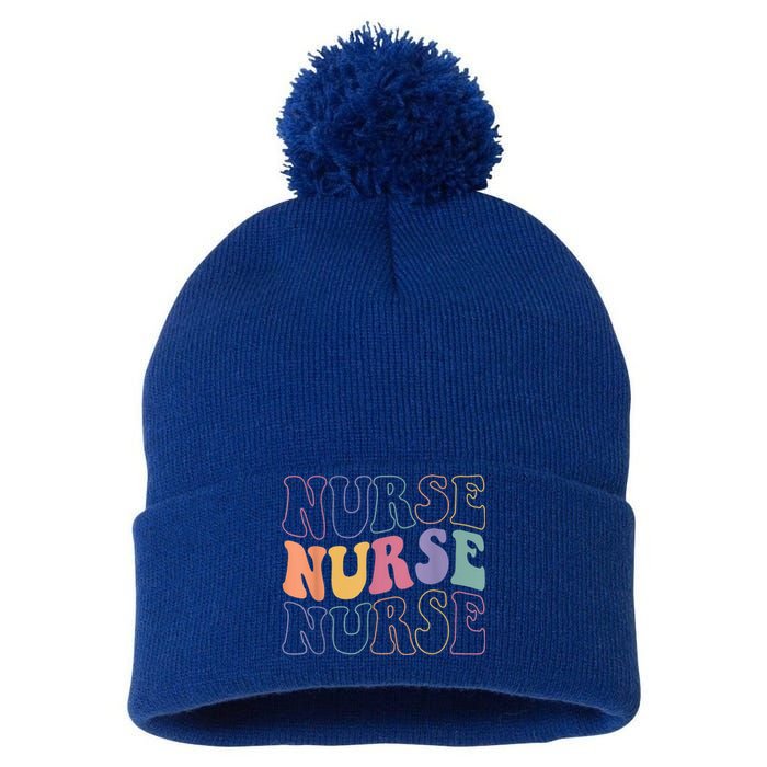 Groovy Nurse Gift School Nurse Rn Icu Er Pediatric Gift Pom Pom 12in Knit Beanie