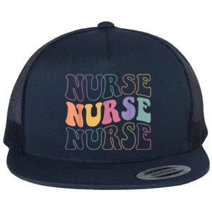 Groovy Nurse Gift School Nurse Rn Icu Er Pediatric Gift Flat Bill Trucker Hat