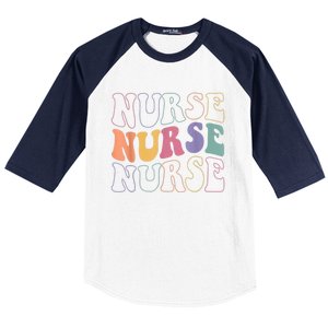 Groovy Nurse Gift School Nurse Rn Icu Er Pediatric Gift Baseball Sleeve Shirt