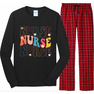 Groovy Nurse Gift School Nurse Rn Icu Er Pediatric Gift Long Sleeve Pajama Set