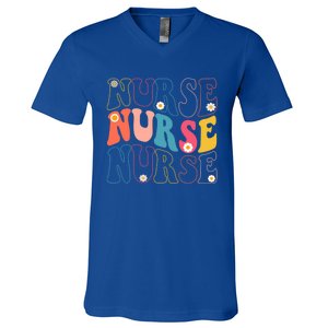 Groovy Nurse Gift School Nurse Rn Icu Er Pediatric Gift V-Neck T-Shirt