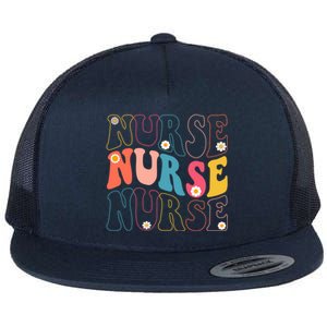 Groovy Nurse Gift School Nurse Rn Icu Er Pediatric Gift Flat Bill Trucker Hat