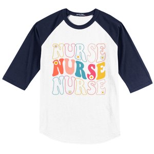 Groovy Nurse Gift School Nurse Rn Icu Er Pediatric Gift Baseball Sleeve Shirt