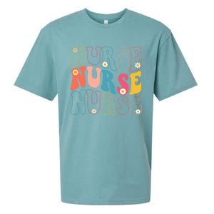 Groovy Nurse Gift School Nurse Rn Icu Er Pediatric Gift Sueded Cloud Jersey T-Shirt