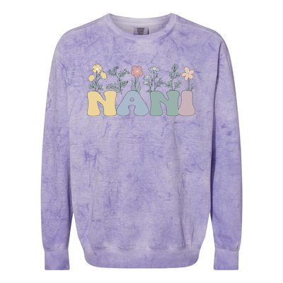 Groovy Nani Grandmother Flowers Nani Grandma Colorblast Crewneck Sweatshirt