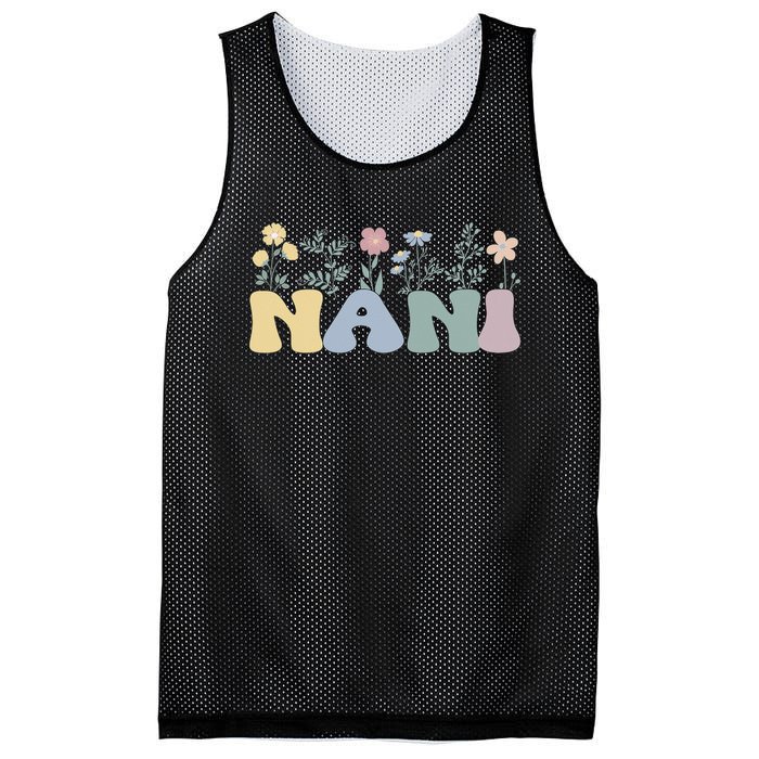 Groovy Nani Grandmother Flowers Nani Grandma Mesh Reversible Basketball Jersey Tank