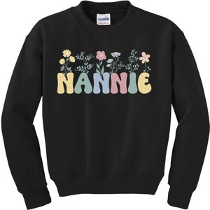 Groovy Nannie Grandmother Flowers Nannie Grandma Kids Sweatshirt