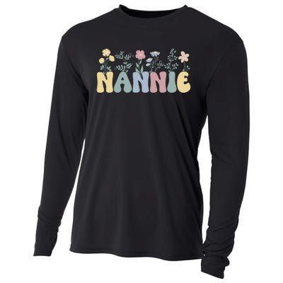 Groovy Nannie Grandmother Flowers Nannie Grandma Cooling Performance Long Sleeve Crew