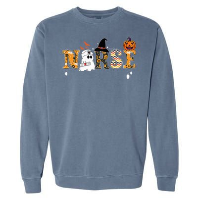 Ghost Nurses Halloween Crew Funny Costume Garment-Dyed Sweatshirt