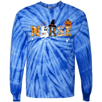 Ghost Nurses Halloween Crew Funny Costume Tie-Dye Long Sleeve Shirt