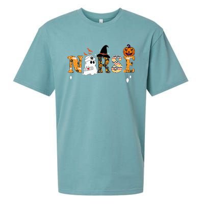 Ghost Nurses Halloween Crew Funny Costume Sueded Cloud Jersey T-Shirt