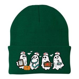 Ghost Nurses Halloween Crew Funny Costume Scrub Top Knit Cap Winter Beanie