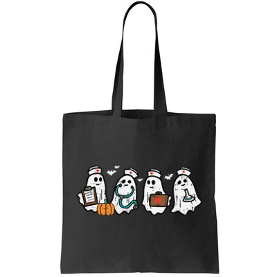 Ghost Nurses Halloween Crew Funny Costume Scrub Top Tote Bag