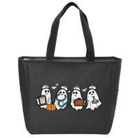 Ghost Nurses Halloween Crew Funny Costume Scrub Top Zip Tote Bag