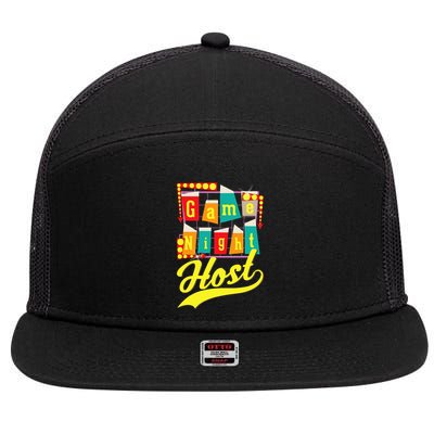 Game Night Host Family Board Game Trivia Night 7 Panel Mesh Trucker Snapback Hat