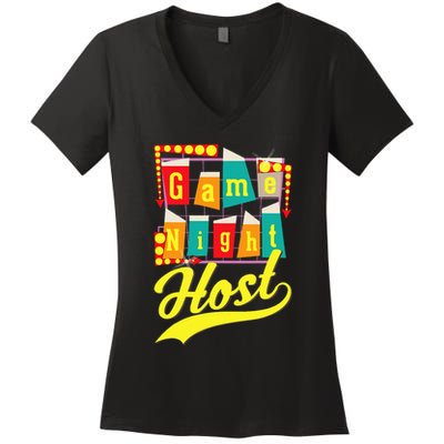 Game Night Host Family Board Game Trivia Night Women's V-Neck T-Shirt