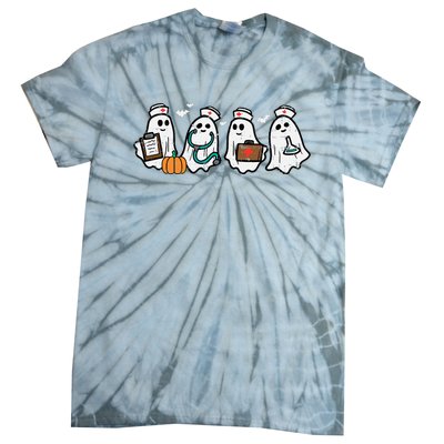 Ghost Nurses Halloween Crew Funny Costume Tie-Dye T-Shirt