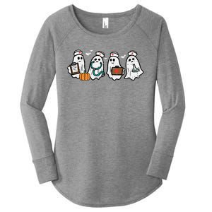 Ghost Nurses Halloween Crew Funny Costume Women's Perfect Tri Tunic Long Sleeve Shirt