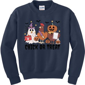 Ghost Nurse Halloween Chick Or Treat Er Nurse Spooky Nurse Kids Sweatshirt