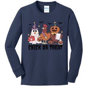 Ghost Nurse Halloween Chick Or Treat Er Nurse Spooky Nurse Kids Long Sleeve Shirt