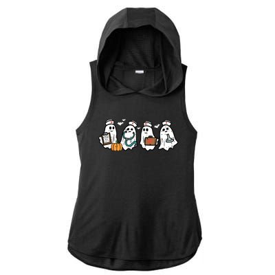 Ghost Nurses Halloween Crew Funny Costume Scrub Ladies PosiCharge Tri-Blend Wicking Draft Hoodie Tank