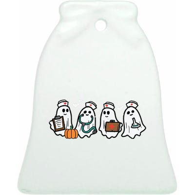 Ghost Nurses Halloween Crew Funny Costume Scrub Top Women Ceramic Bell Ornament