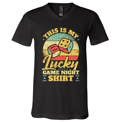 Game Night Host I Lucky Board Game Night V-Neck T-Shirt