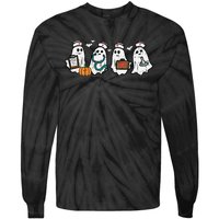 Ghost Nurses Halloween Crew Funny Costume Tie-Dye Long Sleeve Shirt