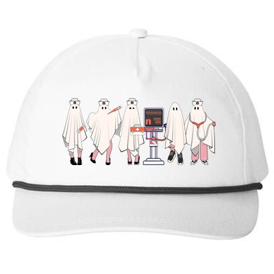 Ghost Nurse Halloween Costume Retro Fall Scrub Top Gift Snapback Five-Panel Rope Hat