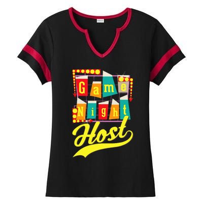 Game Night Host Family Board Game Trivia Night Ladies Halftime Notch Neck Tee